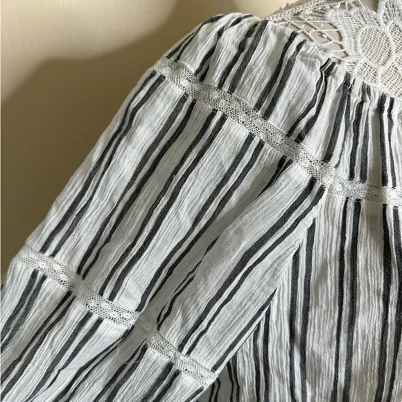 NWT Lauren Ralph Lauren Black & White Striped Seersucker Blouse size XXL - Picture 5 of 8